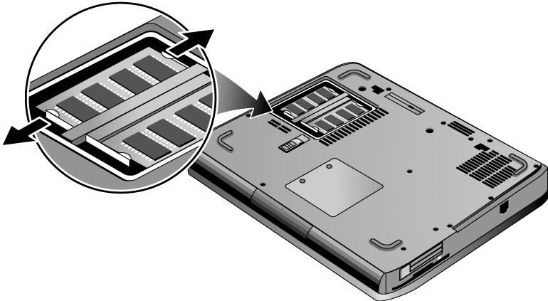 NOTE: The SDRAM door on ze5x00, HP nx9010 and nx9008, and 2500 models is located in the rear left corner of the notebook bottom, as indicated in Figure 2-4.