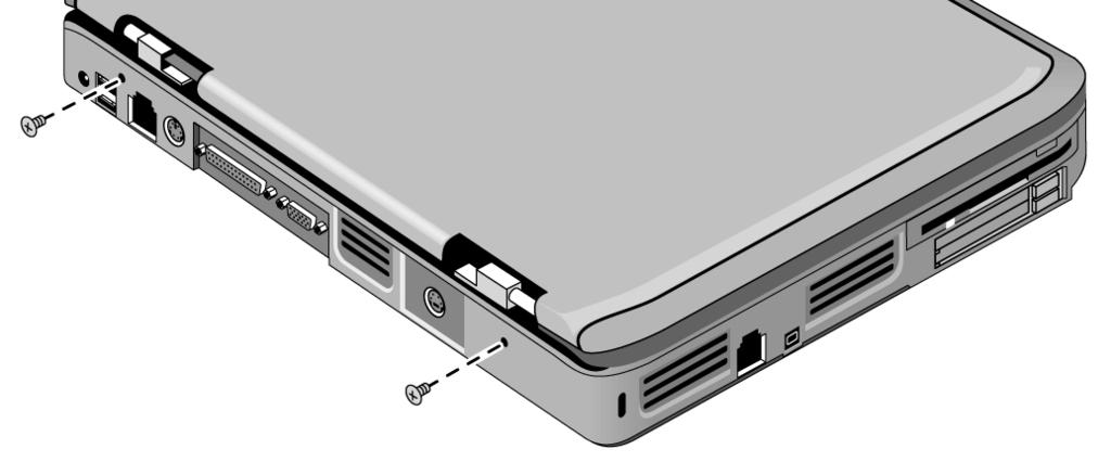5. Turn the notebook top side up with the rear panel facing forward. 6. Remove the two M2.5 7.