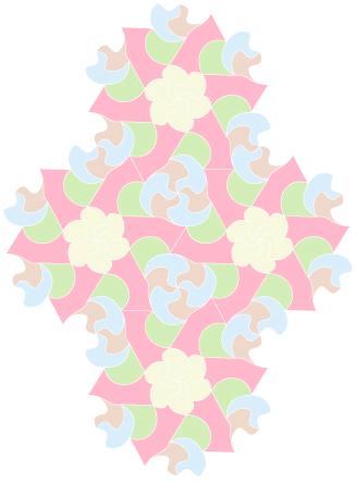 Each tessellated tile fits perfectly next to its adjacent twin.
