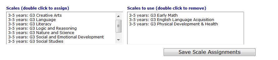 6. Double-click in the left-hand box on the Scales you want to assign. The selected scales are moved to the Scales to use box. 7.