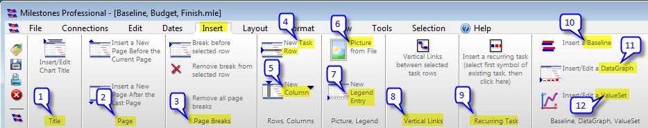 Getting Started: Formatting Your Schedule continued CHOOSE THE INSERT TAB TO: 1.