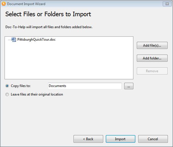 Click Import and the document will be imported.