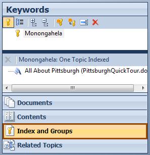After you do a build, when you look in the Index and Groups pane of Doc-To-Help, Monongahela will be there.