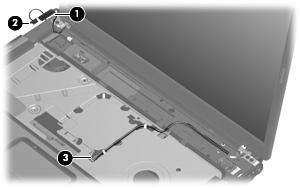 Display assembly Description Spare part number 15.4-inch, WXGA, BrightView display assembly (includes microphones) 446485-001 Before removing the display assembly, follow these steps: 1.