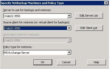 Restore Procedures Follow the below steps to Verify Exchange Server restore functionality: Launch the NetBackup Backup, Archive, and Restore Client.