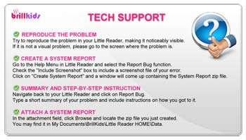 Leave the window open and proceed back to Little Math. Click on the Tech Support button and you will be taken to the Tech Support form.