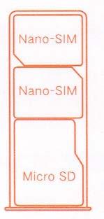 SIM-card socket: Card socket 1 supports Nano-SIM; Card socket 2 supports Nano-SIM; Card socket 3 supports Micro SD.