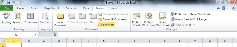 The Review Tab This tab should be used when proofing, protecting, and marking up a spreadsheet for review by others.