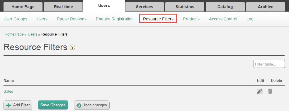 6.5 Resource Filters Resource filters is part of the Access Control feature that allows you to restrict certain users or user groups access to different elements from different resources like queues