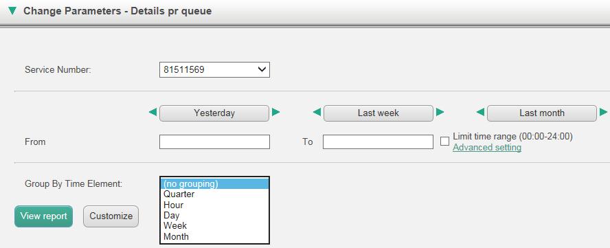 8.1.1 Defining Time Period Defining a time period for a report can be done manually or by using the Time helper-buttons.