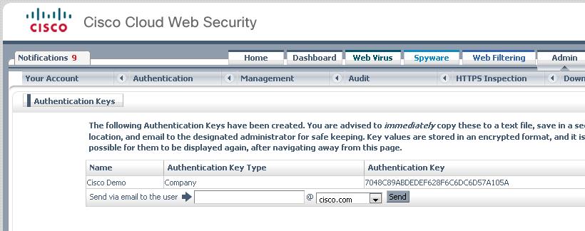 Cisco CWS WSA ment Guide Create authentication license key Reference video: Authentication license key creation and management Step 1: Log on to the Cisco Cloud Web Security portal at