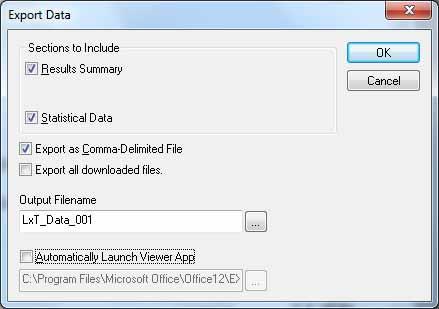 FIGURE 6-6 Export File Menu with Output File Path Defined Export the File Press OK to implement the export of the file.