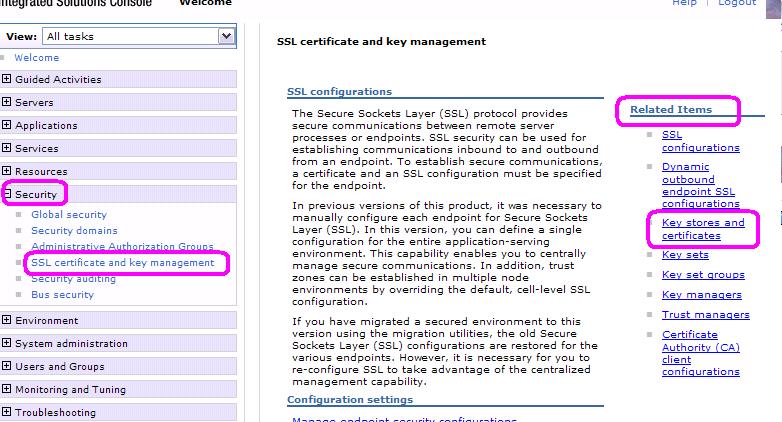 WAS - Configure SSL Certificate Stores - 2