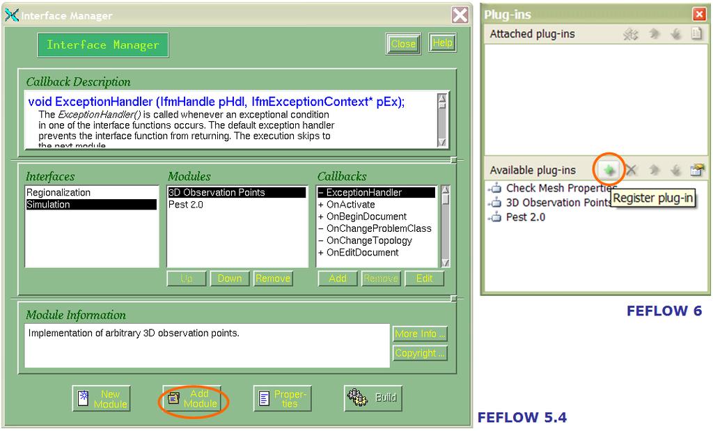 IfmMIKE11: Coupling FEFLOW to MIKE11 89 The simulation should run without warnings and error messages in MIKE11. 6.1.4 Coupled Simulation IfmMIKE11 Open FEFLOW and define the IfmMIKE11 module by using IFM Configure.