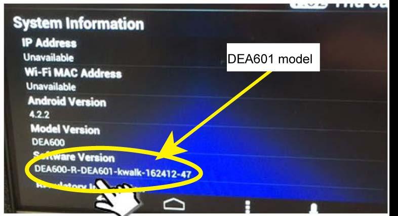 3. If you see DEA601 under Software Version, then the unit is a DEA601,
