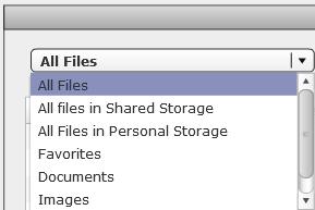 Files can be selected from the shared storage and personal storage. Note 1.