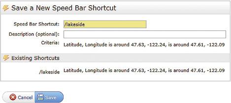Speed Bar Shortcut (Create) Create a search.