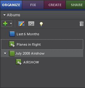 How to get help 2 Click and drag the two albums you ve created, and drop them on top of the July 2008 Airshow album group. The albums are now contained within the group.