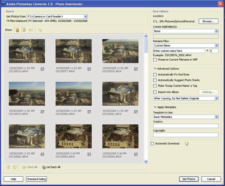 Getting photos into the Organizer using the Photo Downloader Import photos manually Depending on your configuration, Windows may not display a dialog box asking you which application to use to access