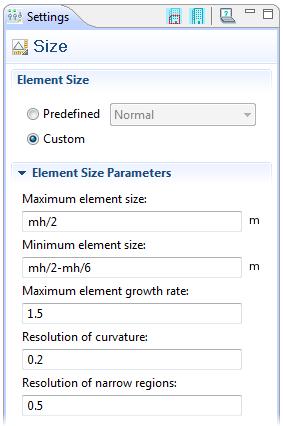 In the Settings window, locate the Element Size section. Click the Custom button.