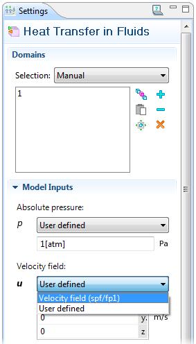 In the Settings window, locate the Velocity field list. In the list, select Velocity field (spf/fp1).