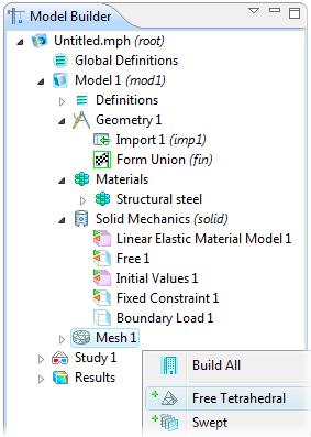 MESH COMSOL uses finite elements to find the displacement and
