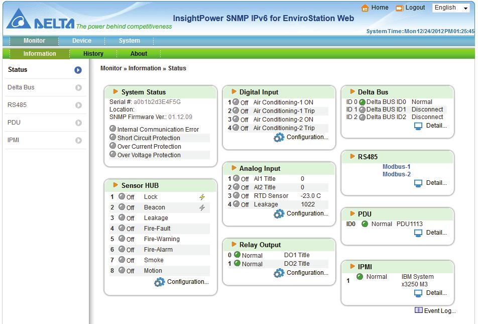 Chapter 5 : InsightPower SNMP IPv6 for EnviroStation Web 5.1 