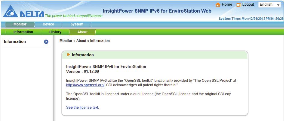see the version of your InsightPower SNMP IPv6 for