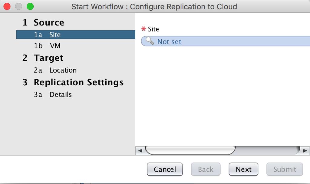 3. Select the replication appliance on