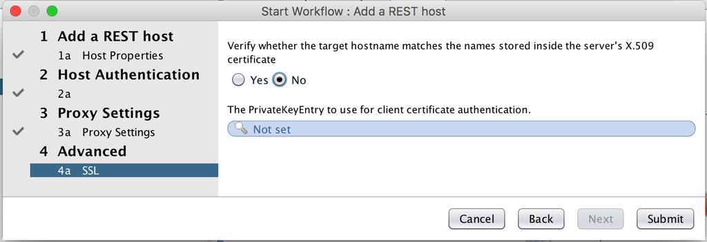 Select No verify target host name if your vcloud Director certificates are