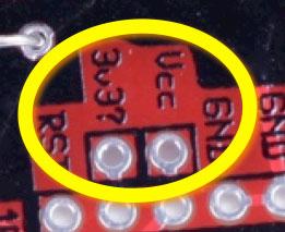 * 3.3V jumper: The 3.3 V pin is normally unconnected. If you want to hook it to Vcc, you can add a wire jumper here.
