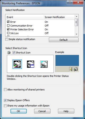 Note: You may see the Epson Special Offers screen every time you print (if your computer is connected to the Internet).