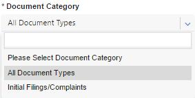 Step 3- Case Documents Tab 1. Select the Document Category. 2. Select the Document Type.