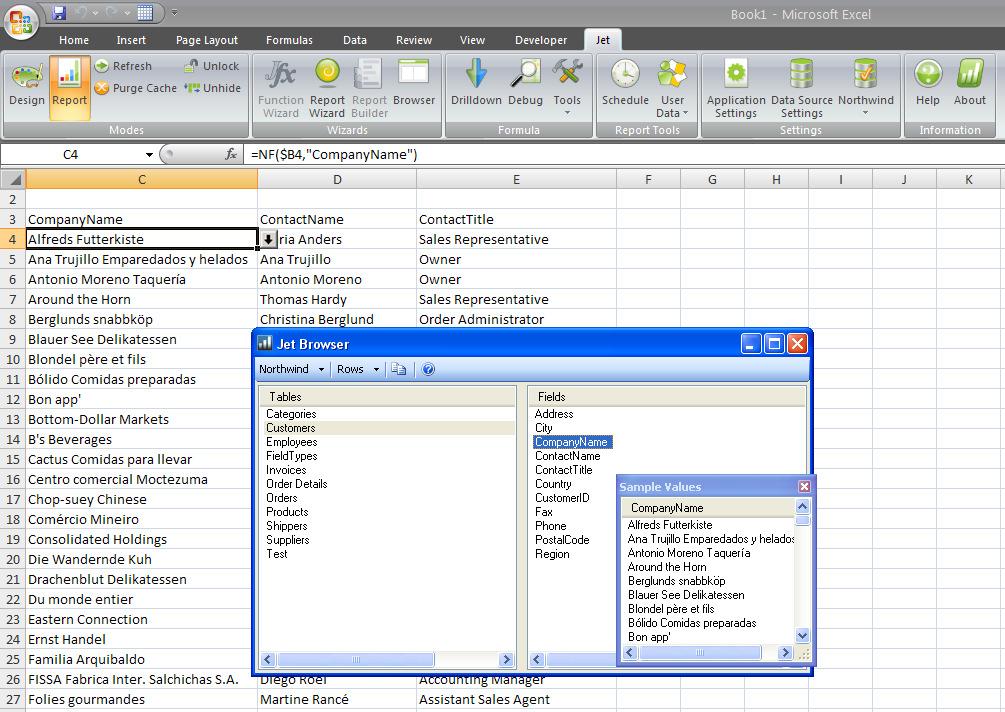 Improved Browser The new Browser in Jet Reports 2009 replaces the Designer feature in previous versions.