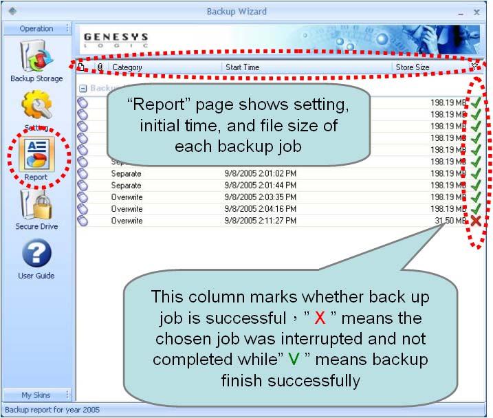 History Report page summarize the records of each backup job s
