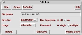 Figure 6: Add Pin Window The order in which the pins are added does not matter. You can also add only one pin at a time.