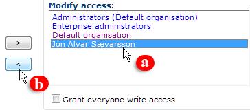 When adding users to the access control of an item, you are notified if any of them already exist in the access control. 7.2.