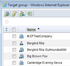 Check mark the Target group(s) you wish to add to the list and click on OK. Members of the selected Target group(s) are added to the list.