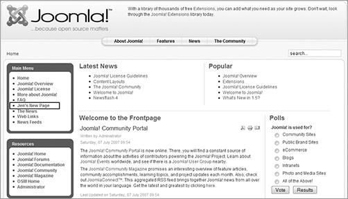 Figure 6-12. Note that the link shows up under Main Menu, on the left side of this web page, exactly as specified to appear.