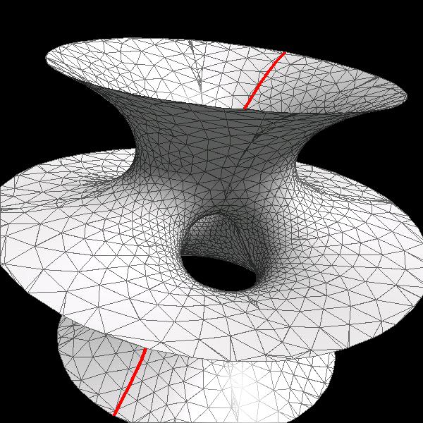 Figure 11: A geodesic over Costa s Surface.