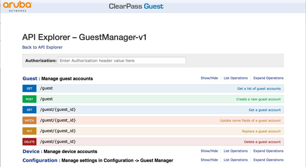 API Configuration Options Several global configuration options can be modified by browsing to the Administration > Plugin Manager menu option of the ClearPass Guest administrative interface and