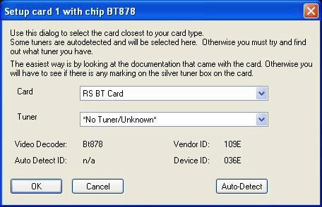 2. Select "BT Card" on the menu bar, then Choose "Setup Card / Tuner...". 3. Select "RS BT Card", then Click "OK". 4.