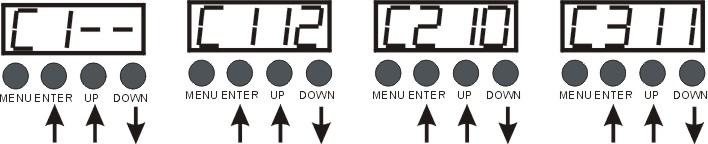 Press Enter button to save or press Menu button to exit. Manual operation Press the Menu button. Press Up/Down button until it shows C1-C3 in the display.