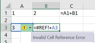 the function. If there are not two cells to the left of the cell containing the function, an error will appear.