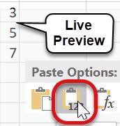 Copy and Paste Function Values (Results) When copying and pasting cells that contain functions, Excel will paste the function,
