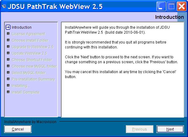 Section 3: Upgrade PathTrak WebView From Version 2.0 or Higher Section 3: Upgrade PathTrak WebView From Version 2.