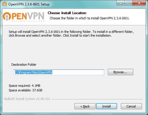 8. At the install location window, click