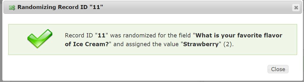 When the user randomizes the subject/record, REDCap will check the allocation table and assign that subject s/record s randomization field value, which will be derived from the next match in the