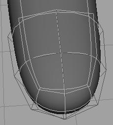 Lesson 1 > Refining surface components Shift-select the edges tha surround the fingernail region 4 To increase the amount of detail at the selected edges, select Subdiv Surfaces > Refine Selected