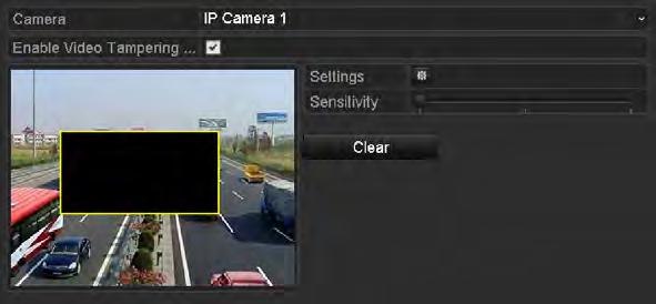 Set the video tampering handling method of the channel. Check the checkbox of Enable Video Tampering. Drag the sensitivity bar and choose a proper sensitivity level.